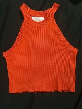Zara Burnt Orange Halter Crop Tank